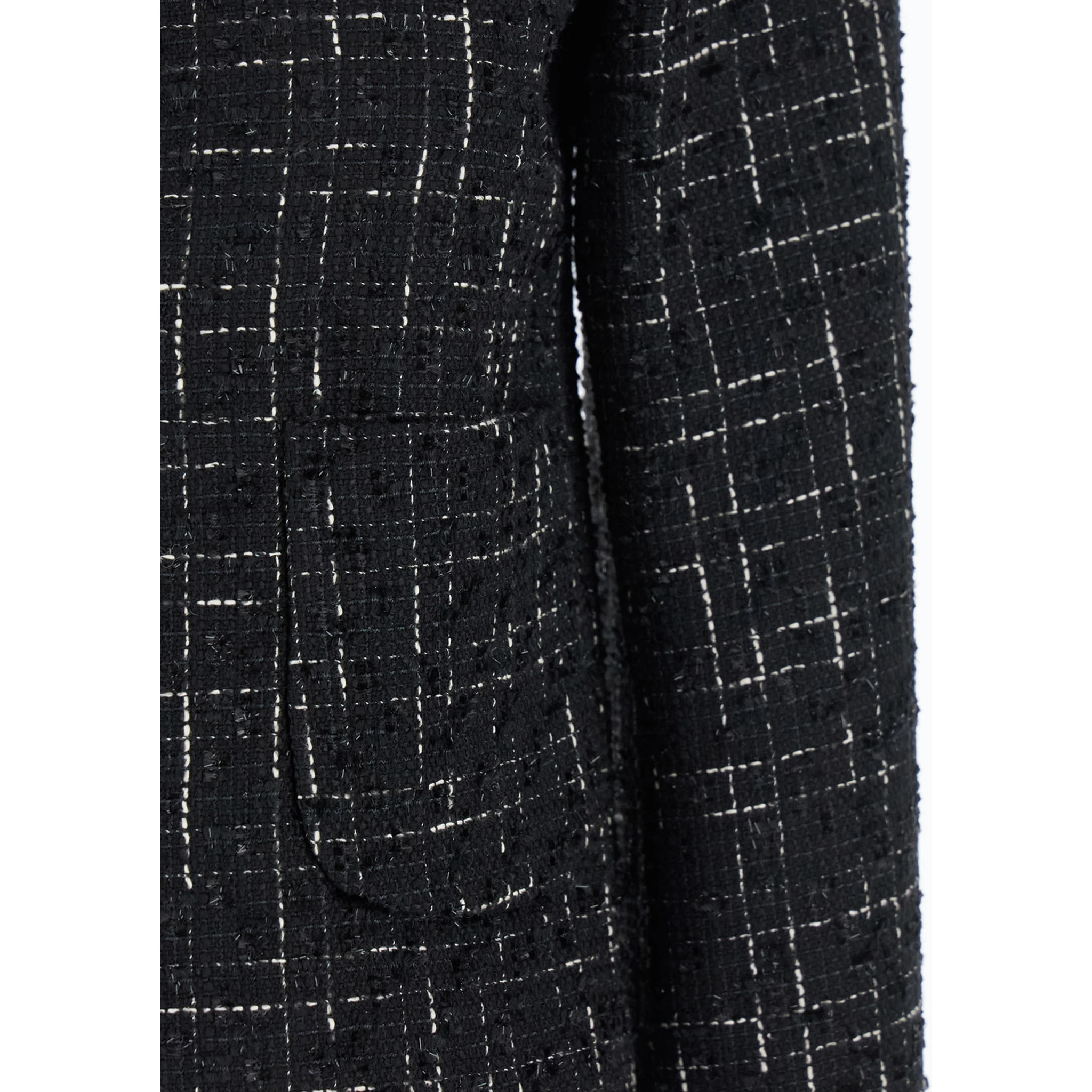 Black Jacket with Round Neck and Front Button Closure in Tweed Woman