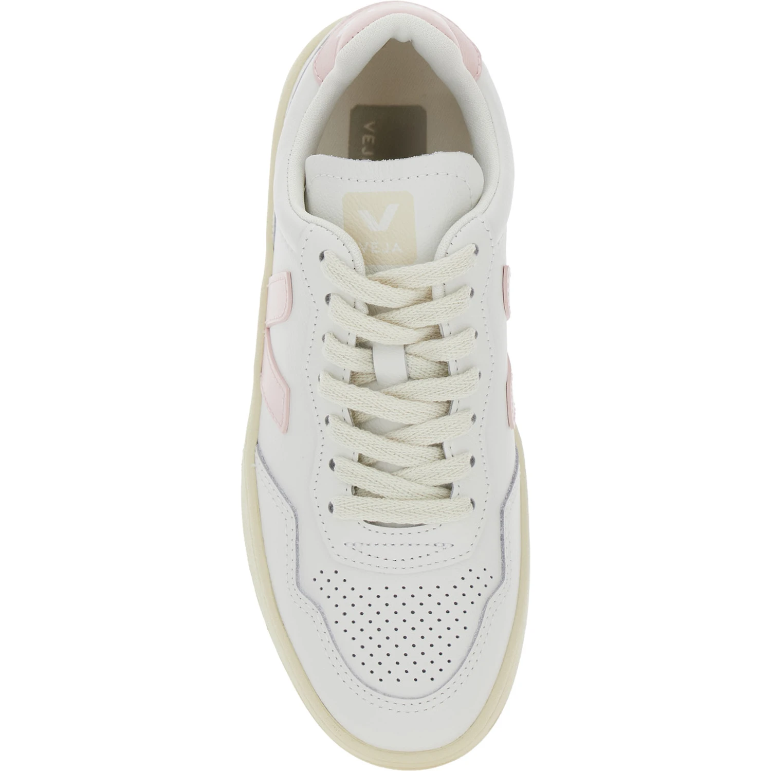 V90 White Sneaker with Side Logo and Perforated Toe in Leather Unisex