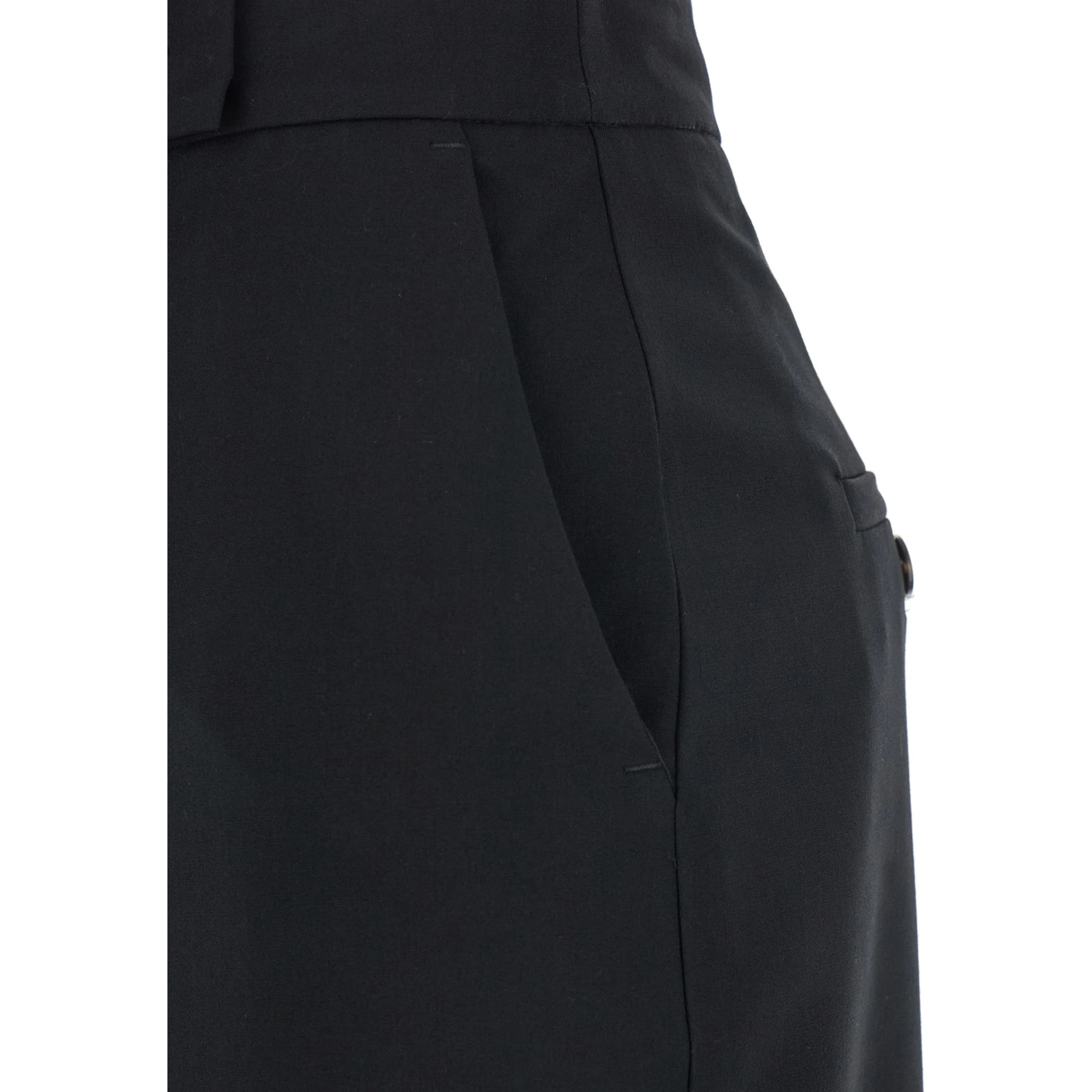 Black Long Skirt with Concealed Front Closure and Front and Rear Single Slit in Fabric Woman