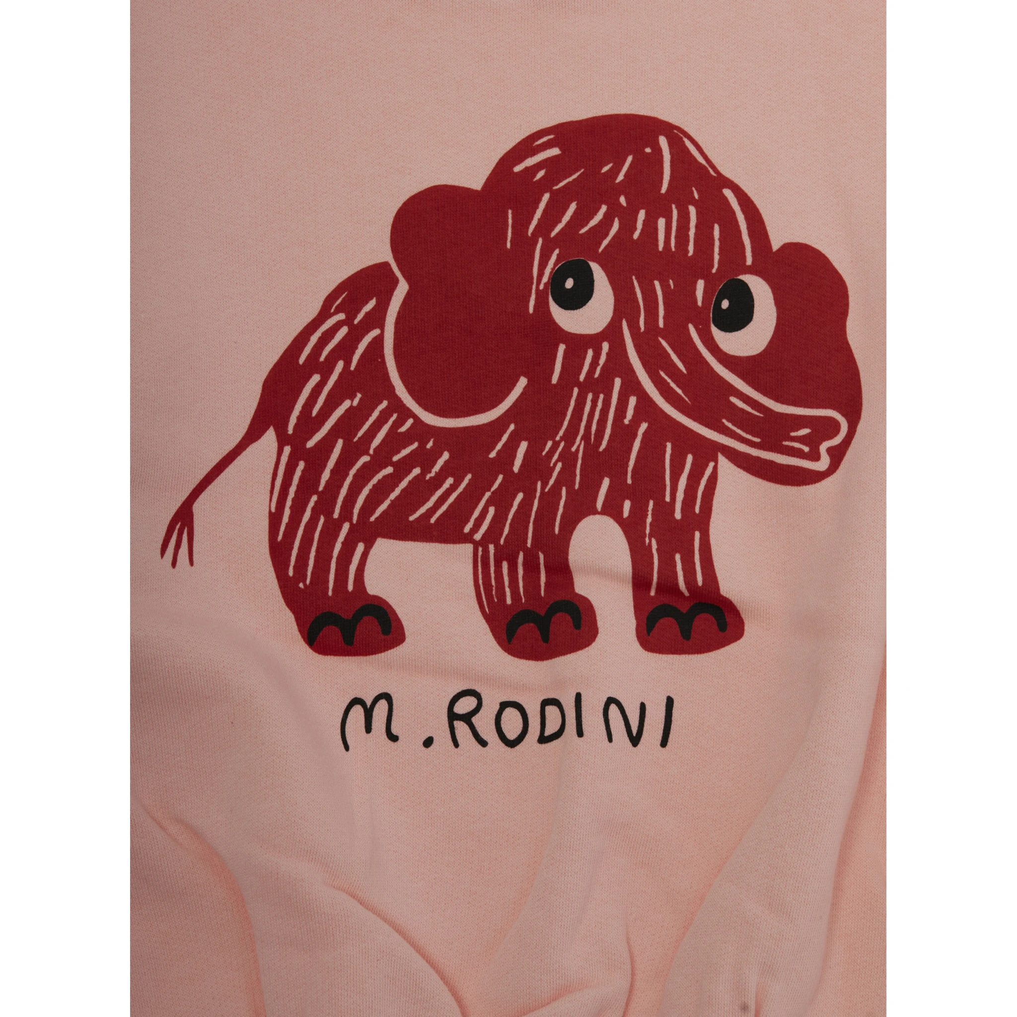 Pink Crewneck Sweatshirt with Maxi Print on the Front in Cotton Baby