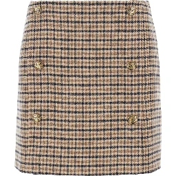 Beige Skirt with All-Over Stripe in Wool Blend Woman
