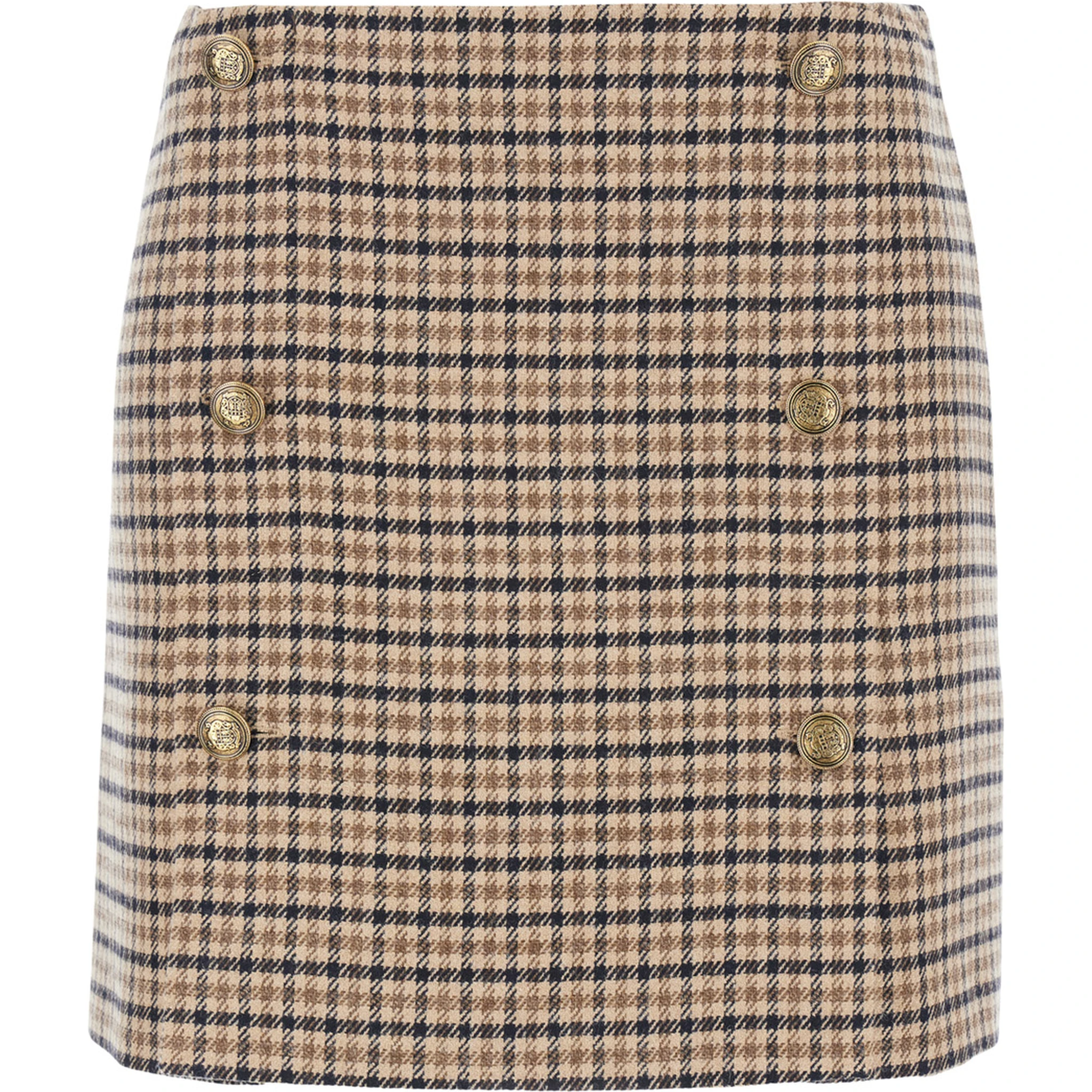 Beige Skirt with All-Over Stripe in Wool Blend Woman