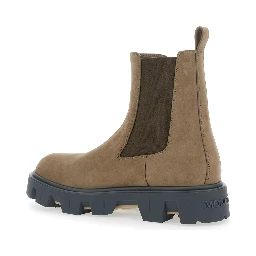 Peack Brown Ankle Boots with Elastic Details in Leather Man