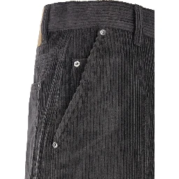 Brown Trousers with Back Logo Patch in Velvet Man