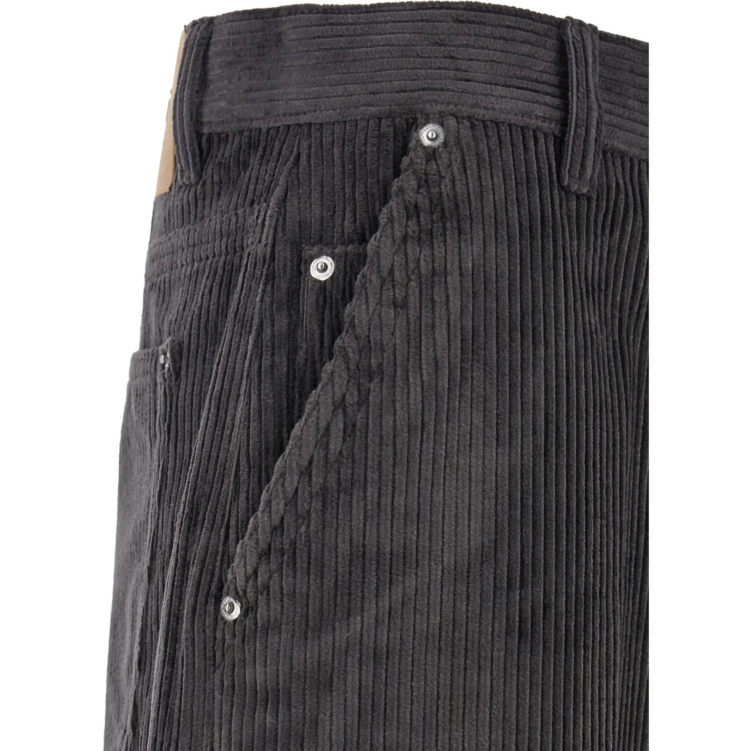 Brown Trousers with Back Logo Patch in Velvet Man