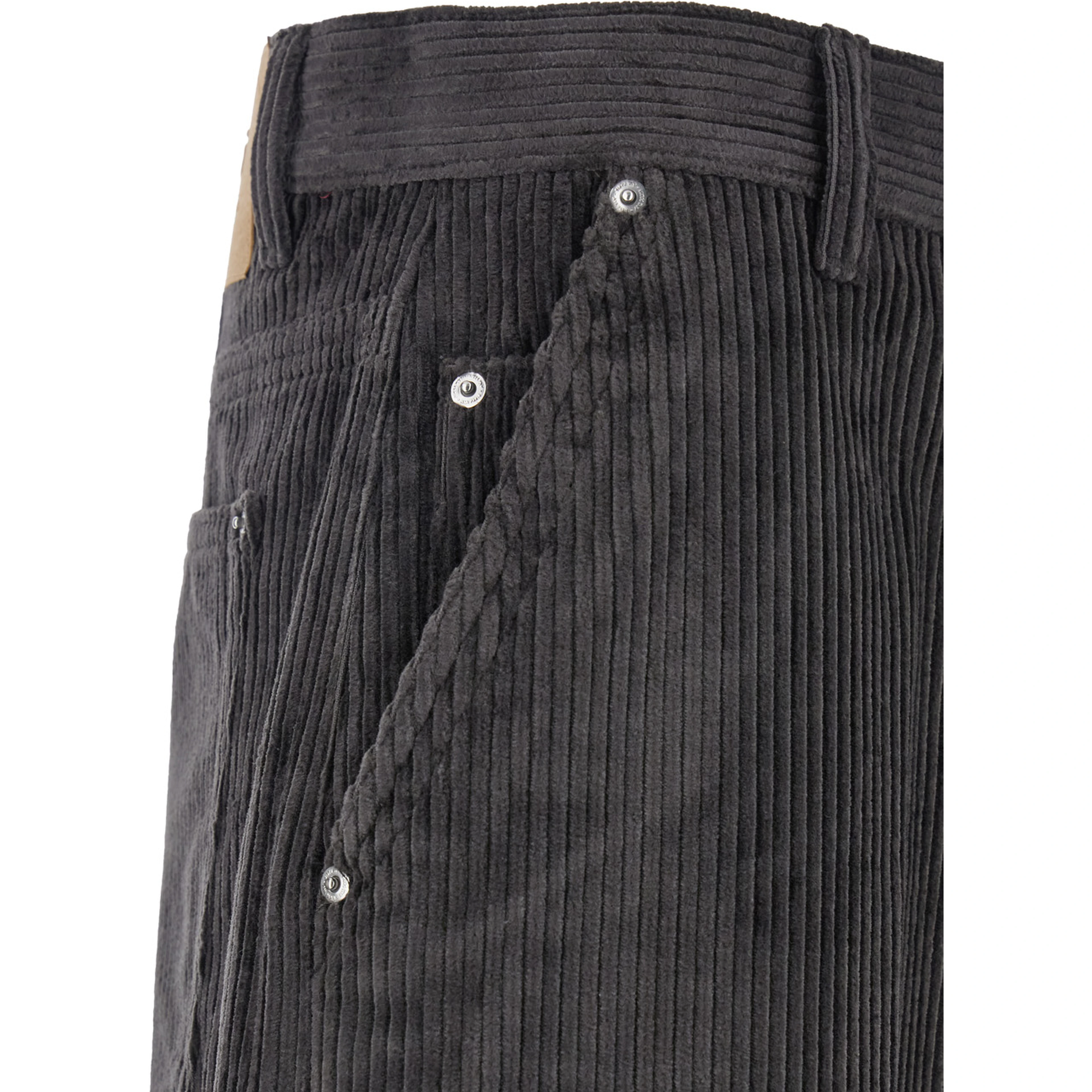 Brown Trousers with Back Logo Patch in Velvet Man