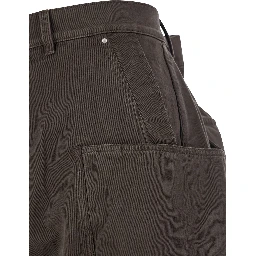 Stefan Brown Wide Leg Cargo Pants with Patch Pockets in Cotton Man