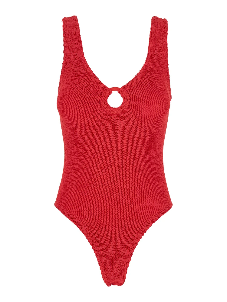 Celine Red Swimsuit with Cut-Out with Ring in Tech Fabric Stretch Woman