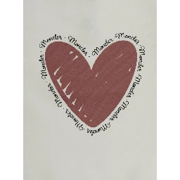 White Crewneck Dress with Heart Print on the Front and Logo Patch on the Sleeve in Cotton Stretch Baby