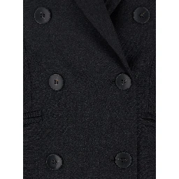 Grey Double-Breasted Jacket with Peak Revers in Fabric Woman