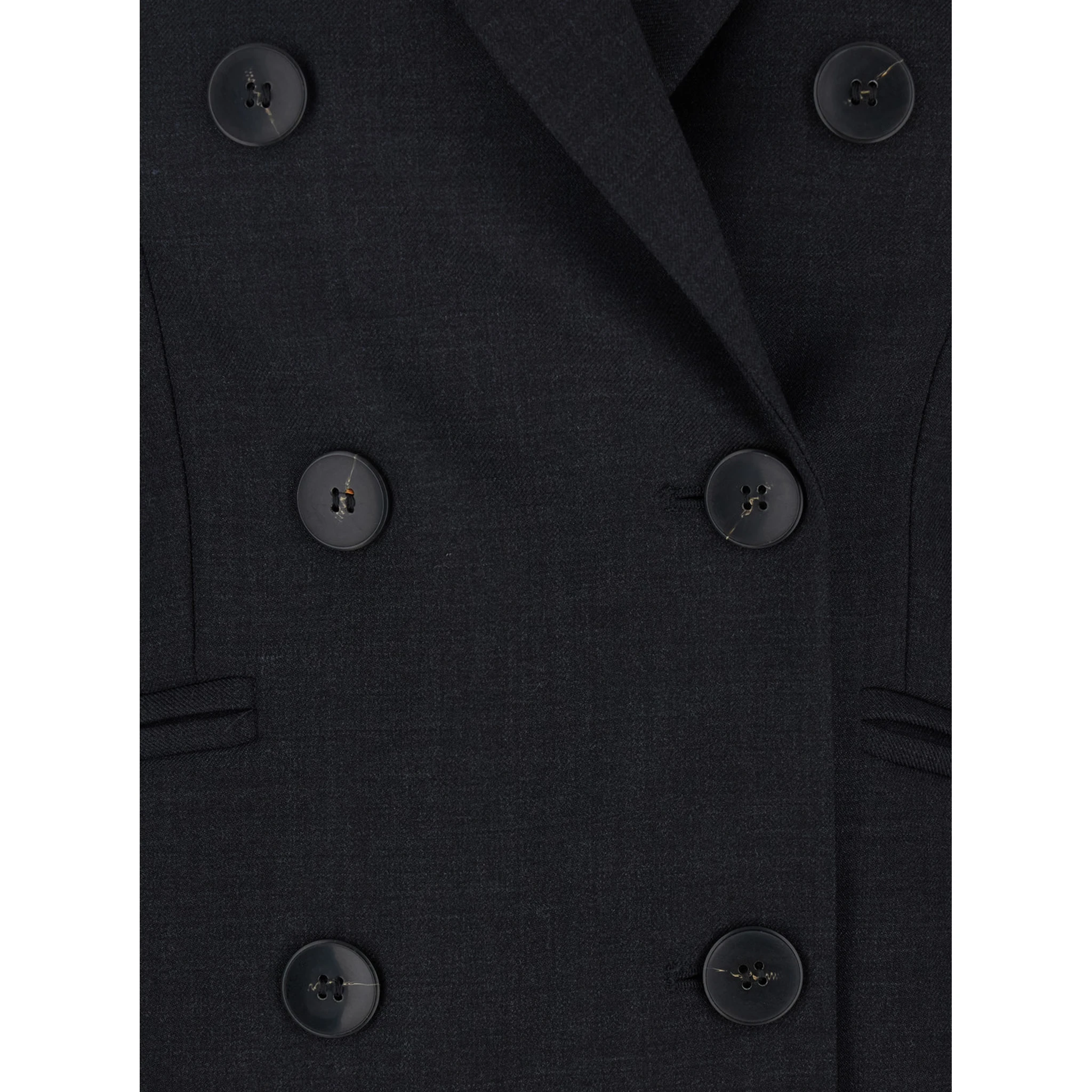 Grey Double-Breasted Jacket with Peak Revers in Fabric Woman