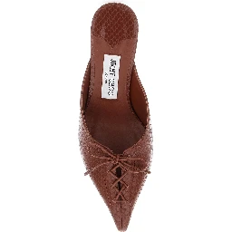 Scarlett Brown Mules wirh Sculpted Heel and Snakeskin Effect in Leather Woman