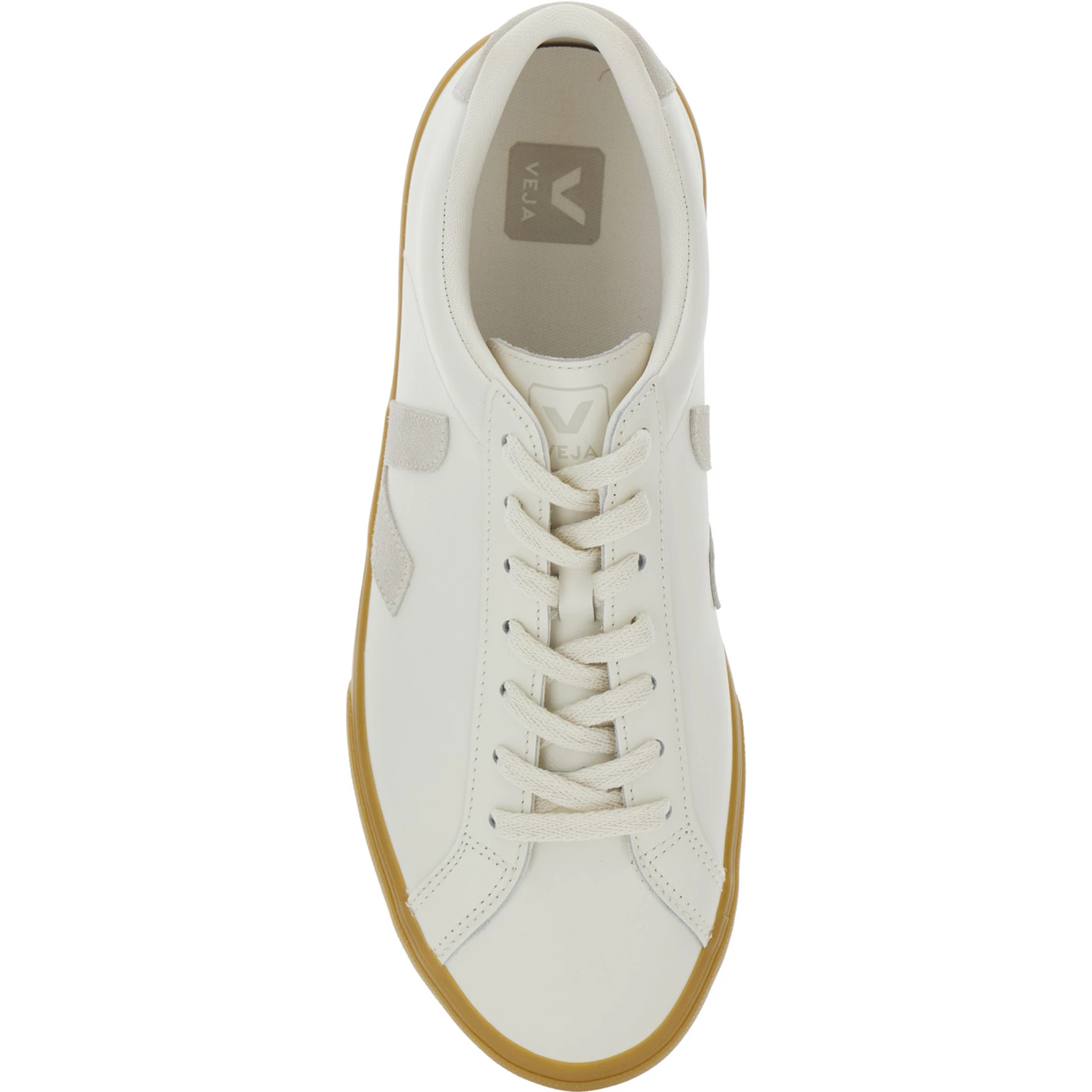 Esplar White Low Top Sneakers with Contrasting Heel with Logo Lettering and Logo Patch on the Side in Leather Unisex