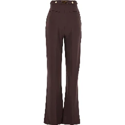 Bordeaux Pants with Jewel Button Embellishments and Pences in Tech Fabric Stretch Woman