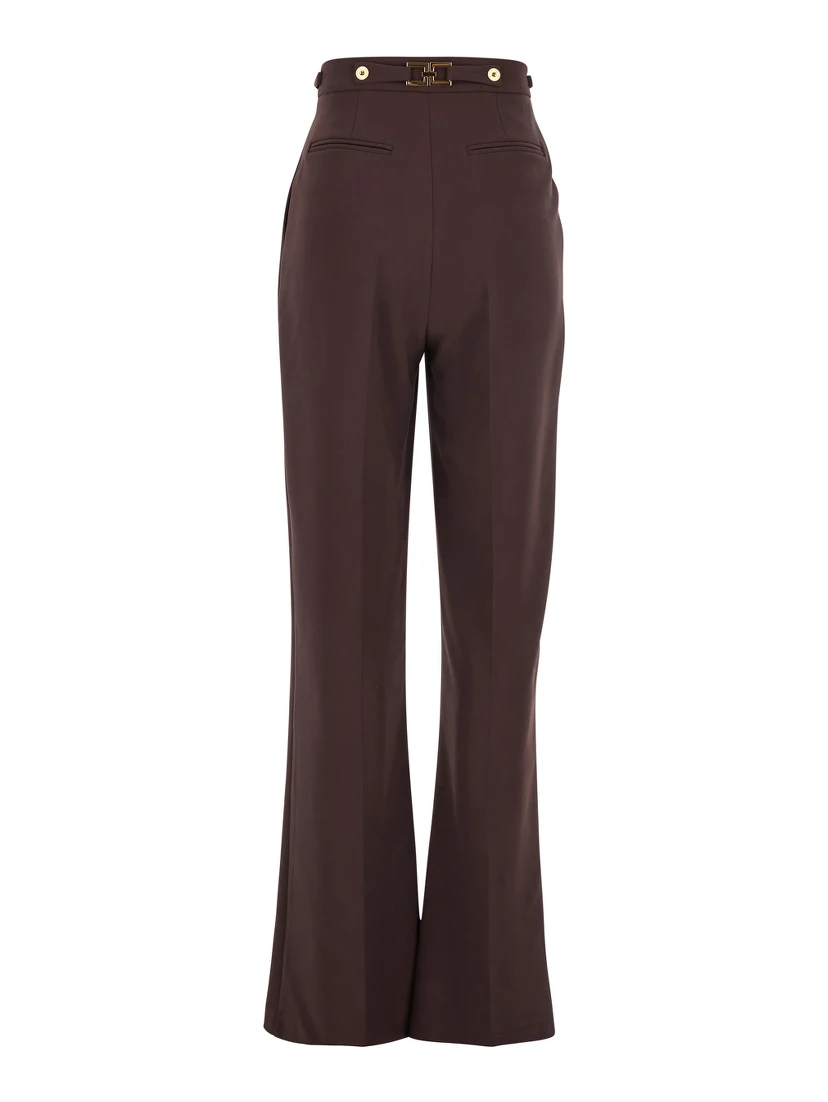Bordeaux Pants with Jewel Button Embellishments and Pences in Tech Fabric Stretch Woman