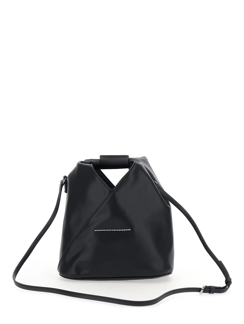 Japanese Black Crossbody Bag with Embossed Numeric Logo on the Handle and Adjustable Shoulder Strap in Ecoleather Girl