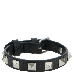 Rockstud Black Bracelet with Studs in Leather Man