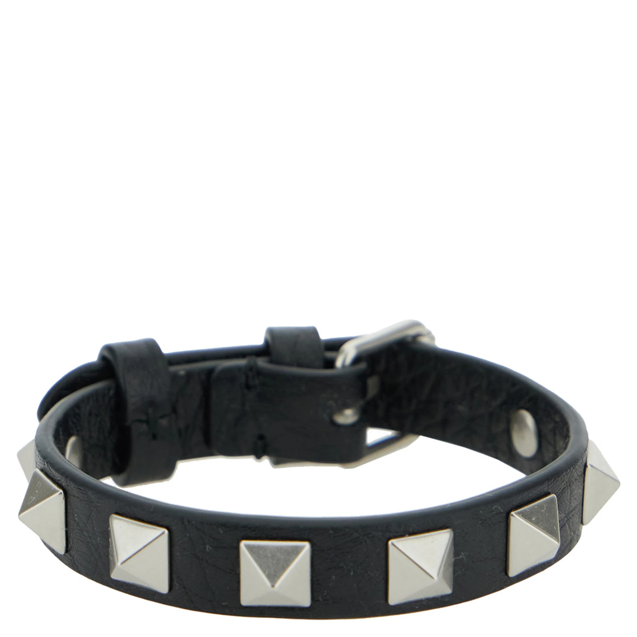 Rockstud Black Bracelet with Studs in Leather Man
