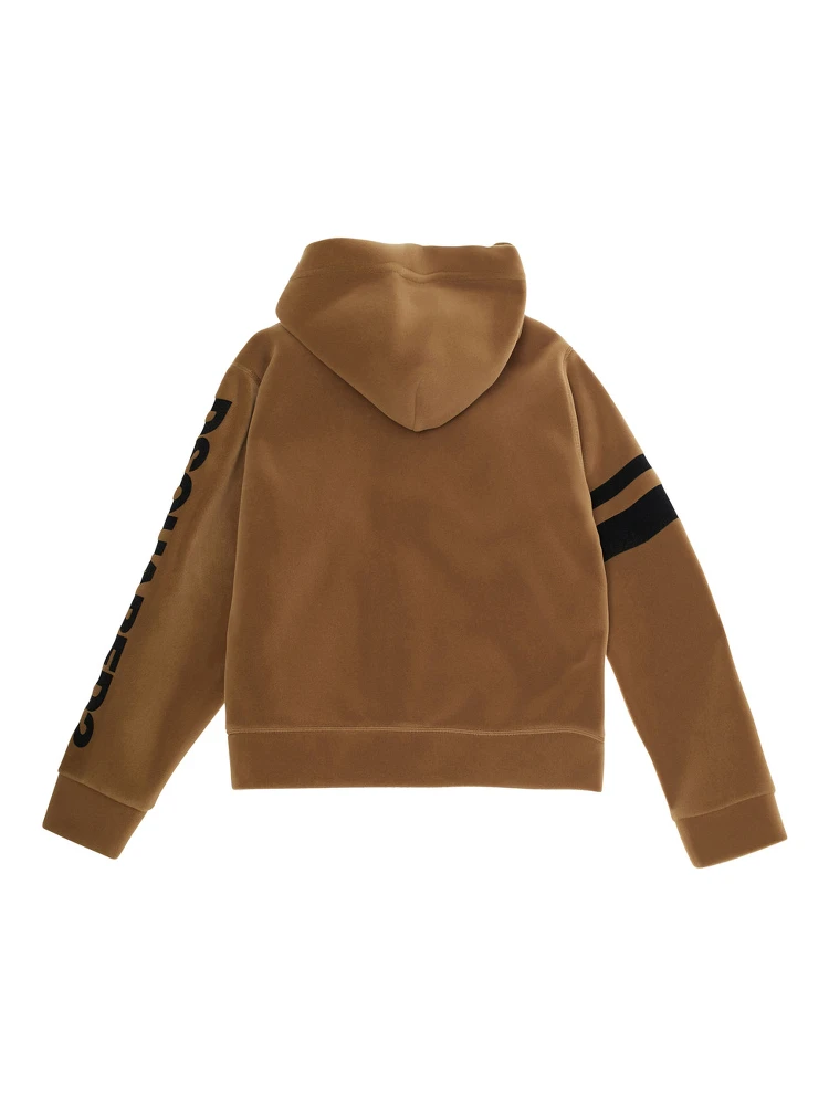 Brown Sweatshirt with Fixed Hood and Front Zip Closure in Cotton Boy alternative