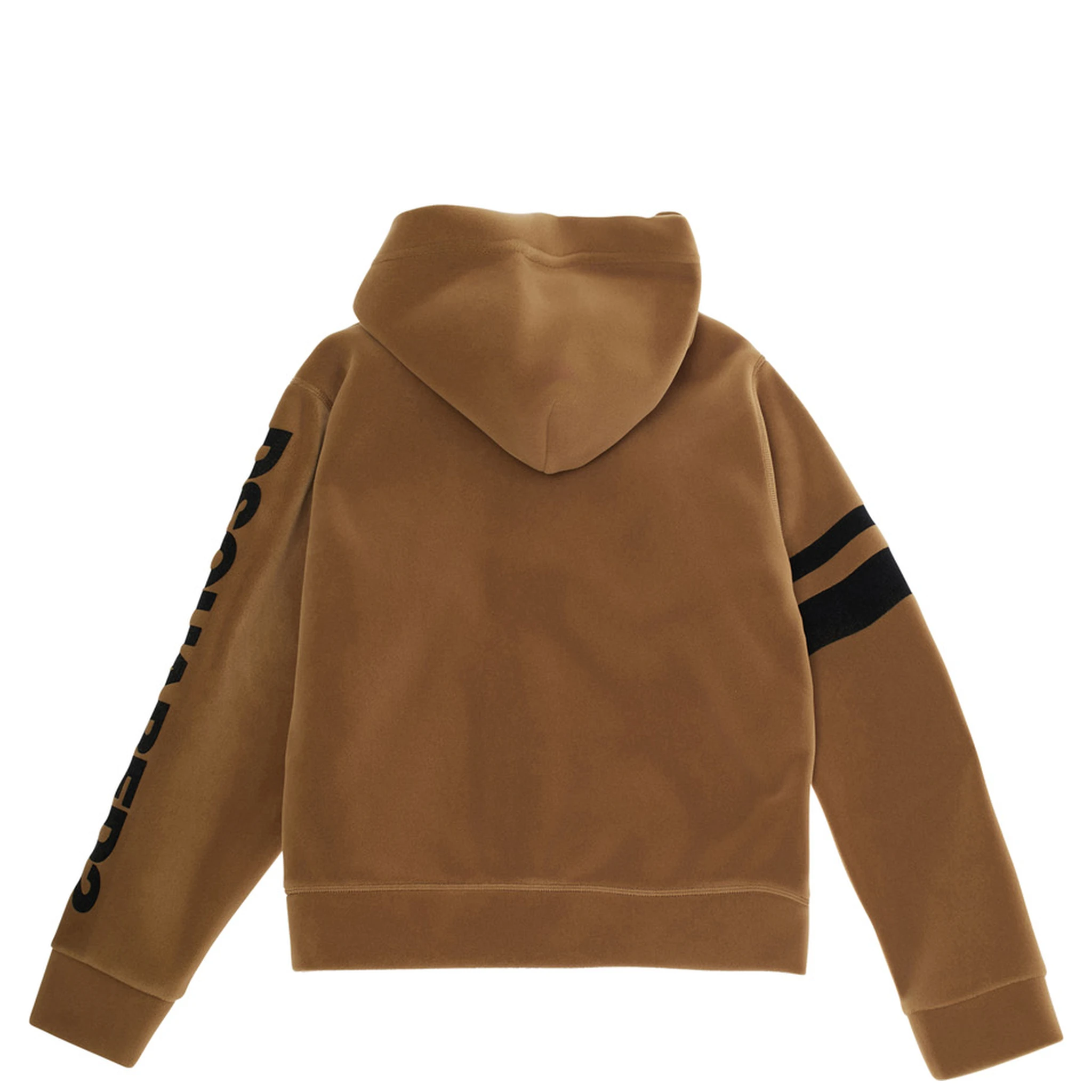 Brown Sweatshirt with Fixed Hood and Front Zip Closure in Cotton Boy