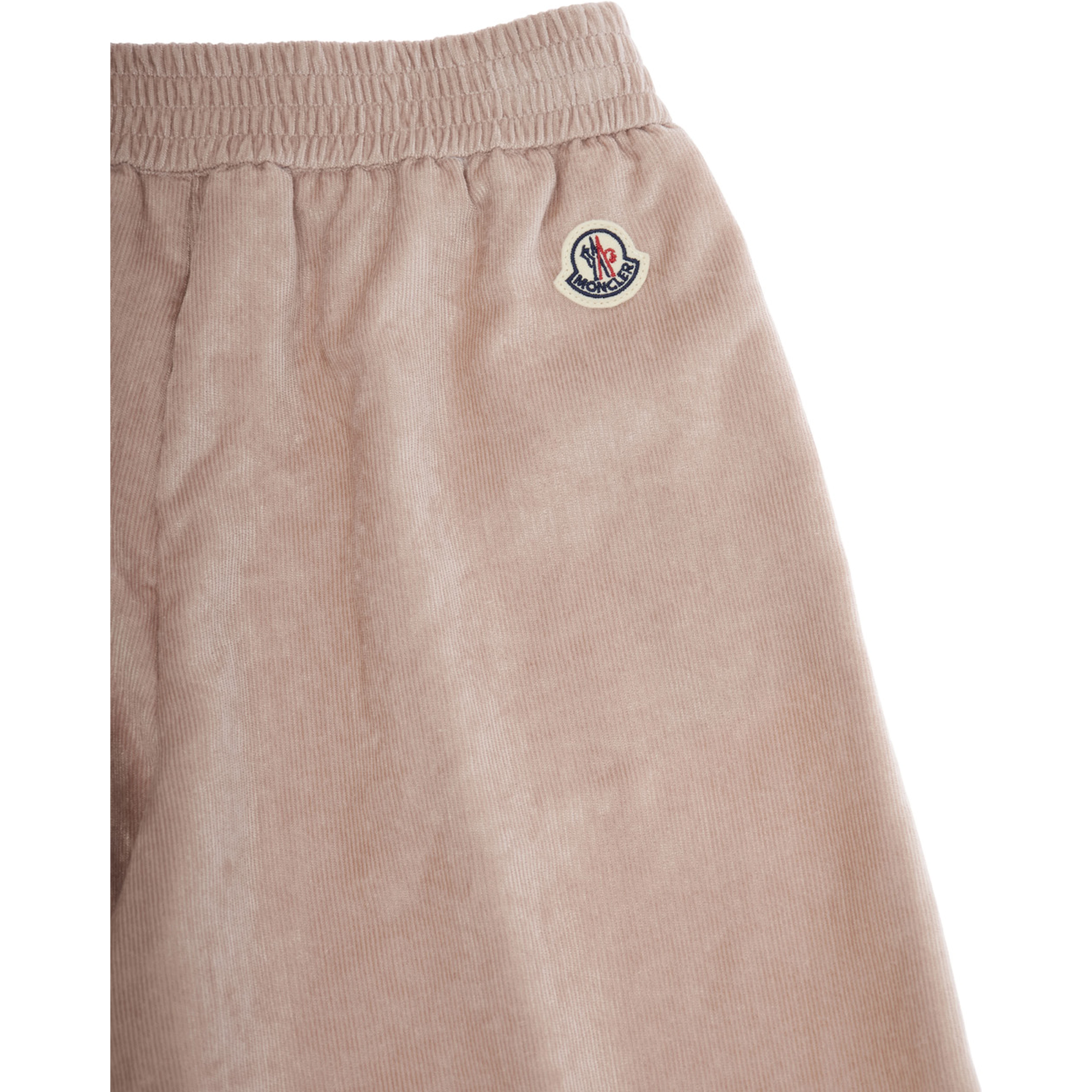 Pink Trousers with Elastic Waist and Applied Logo Patch in Fabric Baby