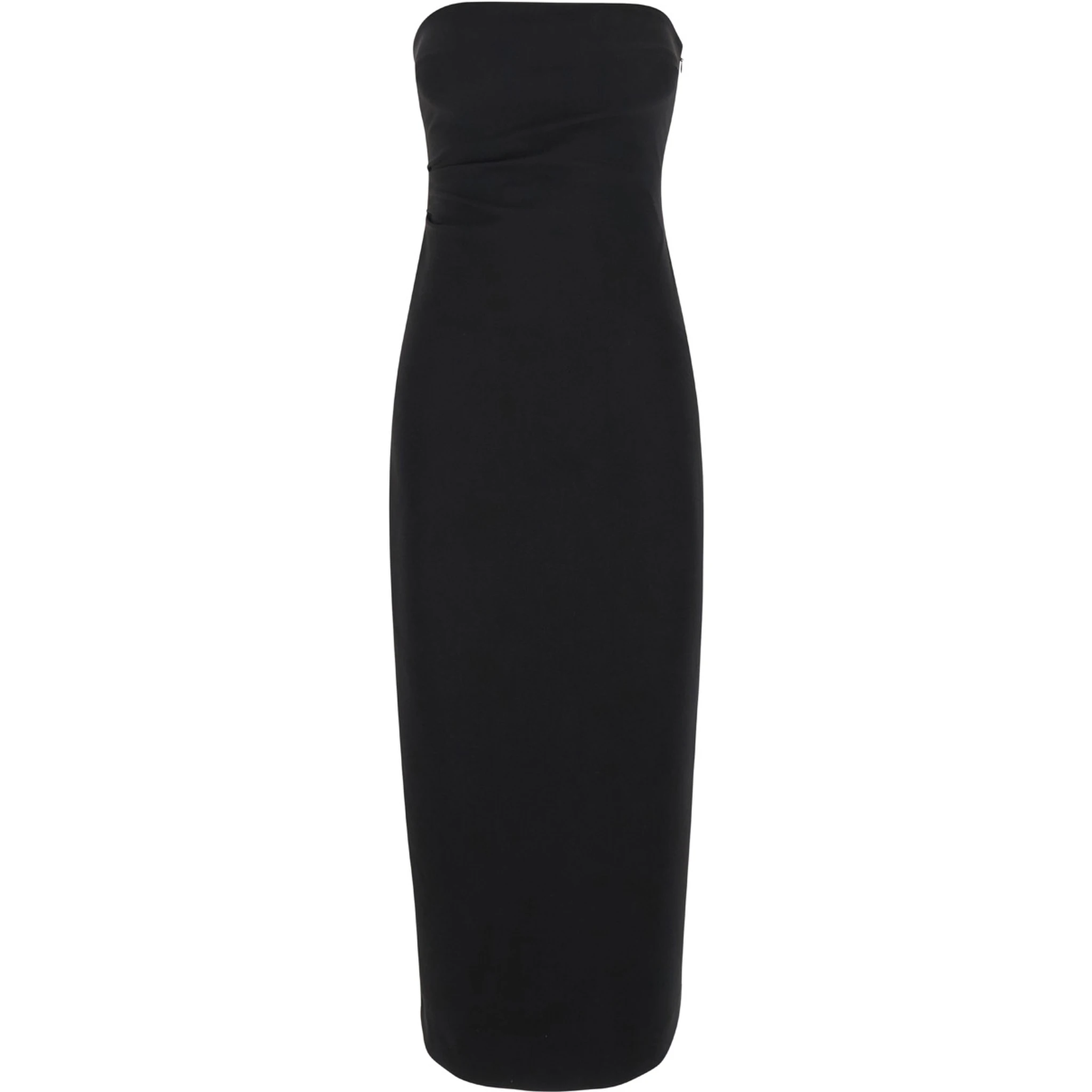 Black Bustier Dress with Slit in Tech Fabric Woman