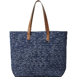 Blue Shopper With Long Handles And All Over FF Motif In Cotton Man
