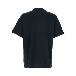 Black Crewneck T-Shirt with Anchor Embroidery on the Front in Cotton Man