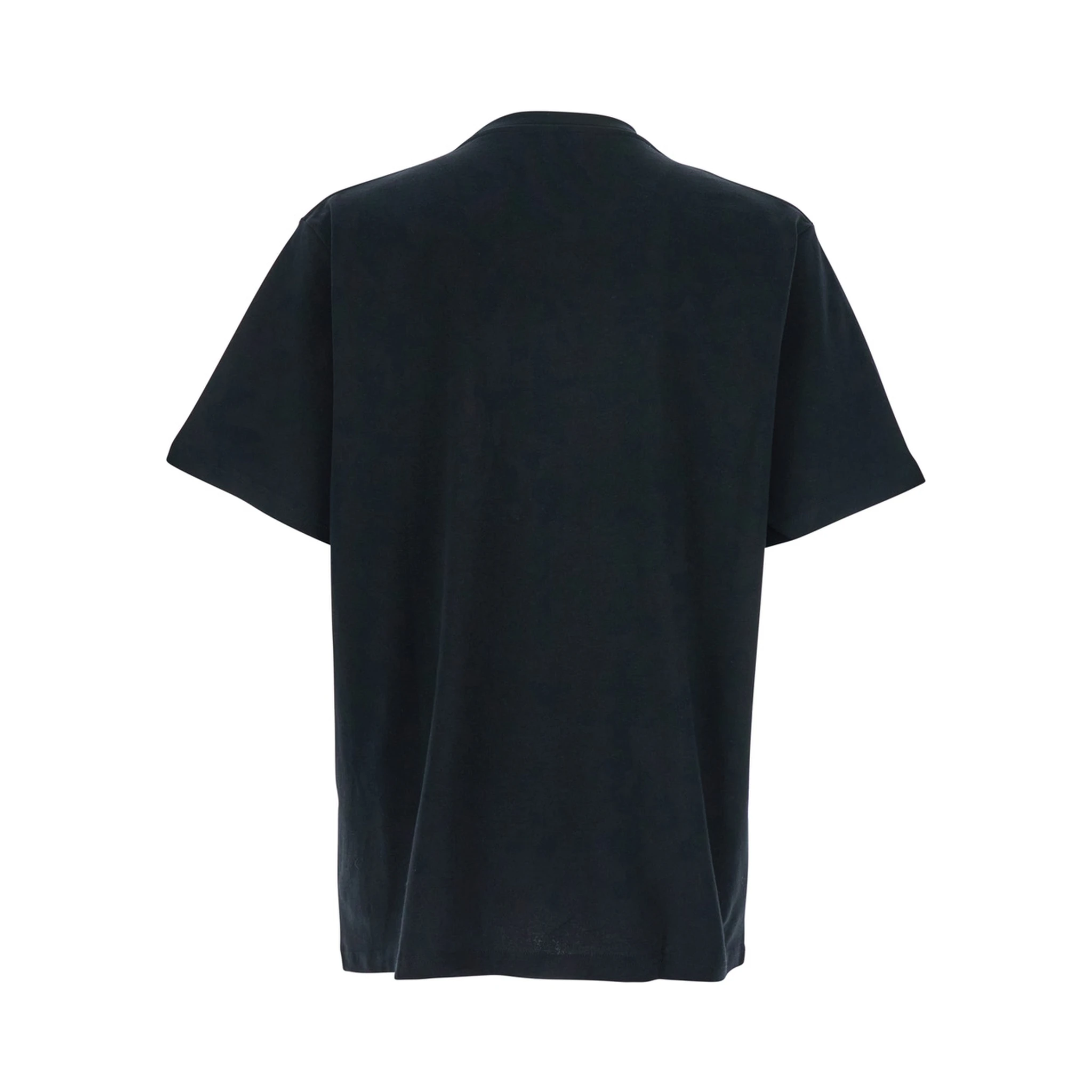 Black Crewneck T-Shirt with Anchor Embroidery on the Front in Cotton Man