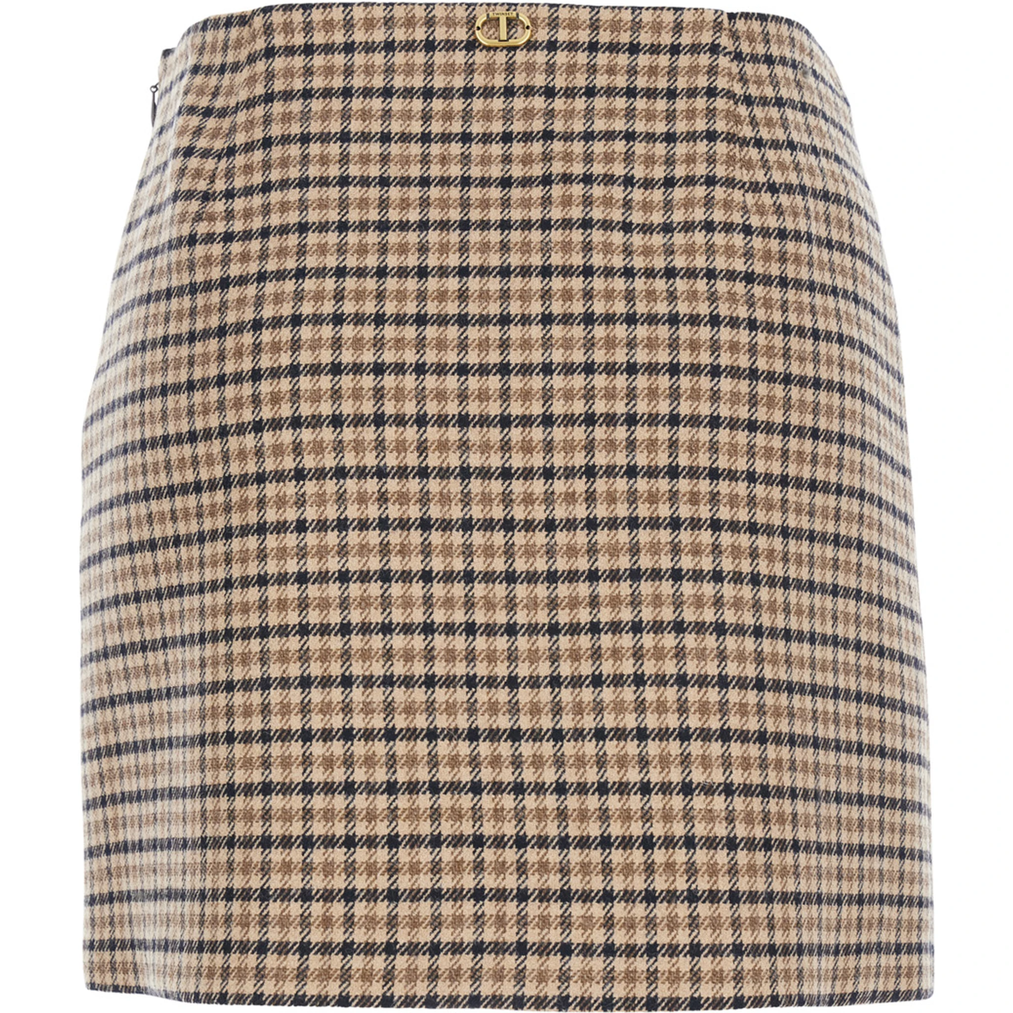 Beige Skirt with All-Over Stripe in Wool Blend Woman