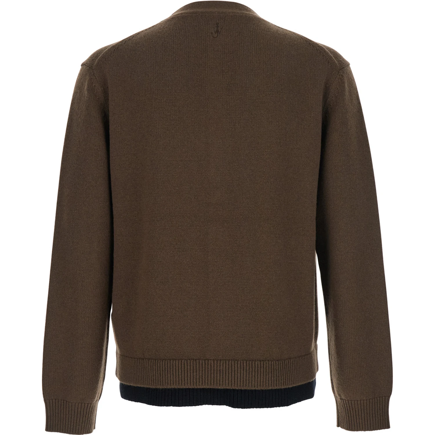 Brown Cardigan with V-Neck and Layered Design in Fabric Man