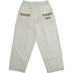Teresa White Pants with Elastic Waist and Logo Lettering on the Front in Corduroy Girl