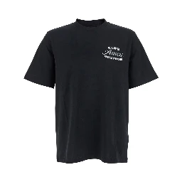 Black Crewneck T-Shirt with Logo Lettering on the Front and Maxi Logo Print on the Rear in Cotton Man