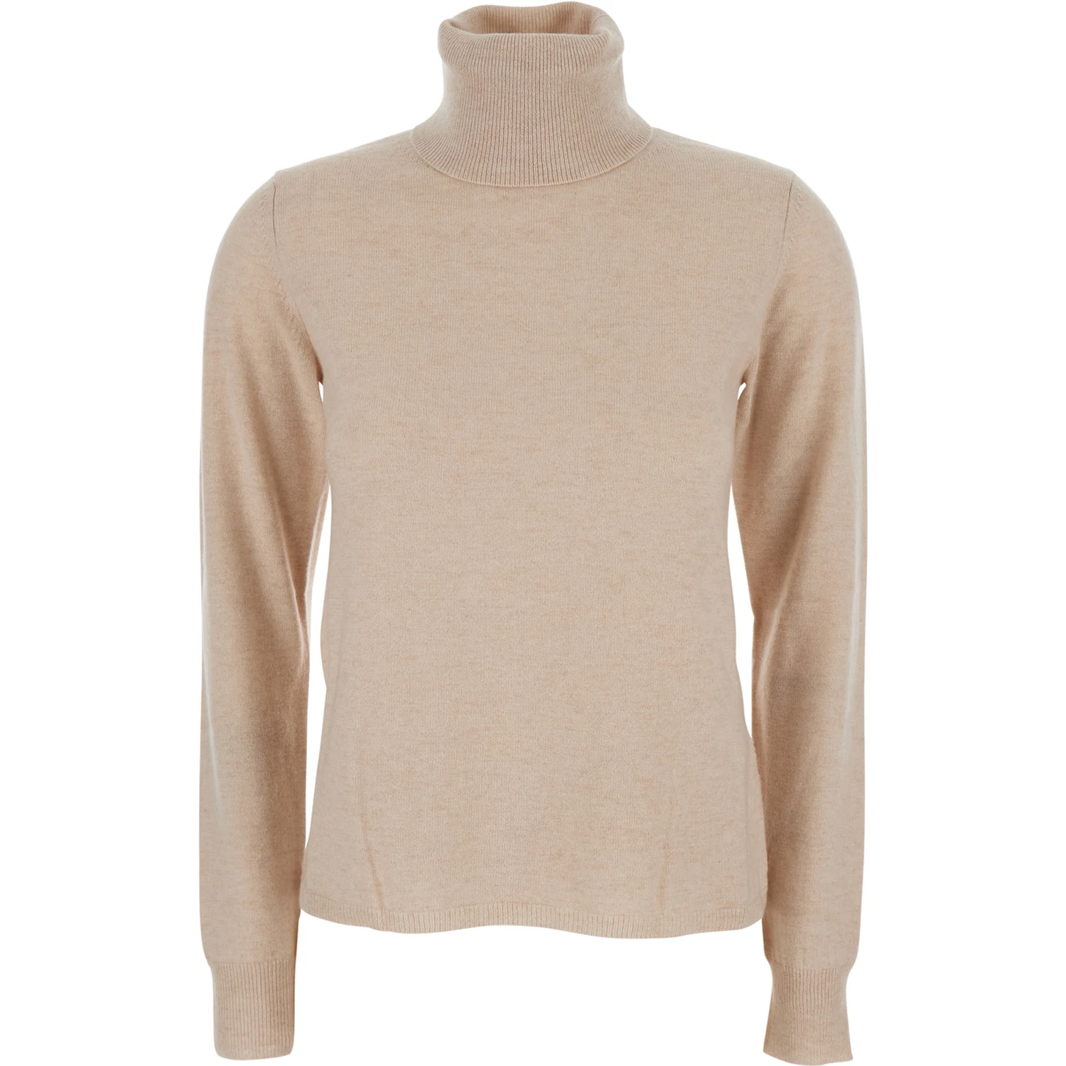 Educata Beige Sweater with Turtleneck in Wool Woman