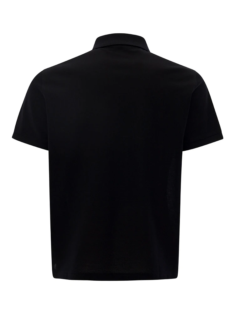 Embroidered Logo Short Sleeved Polo in Black Cotton Man alternative