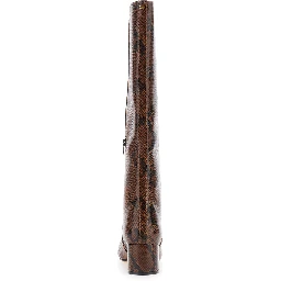 Brown Knee Boots with Python Effect in Leather Woman
