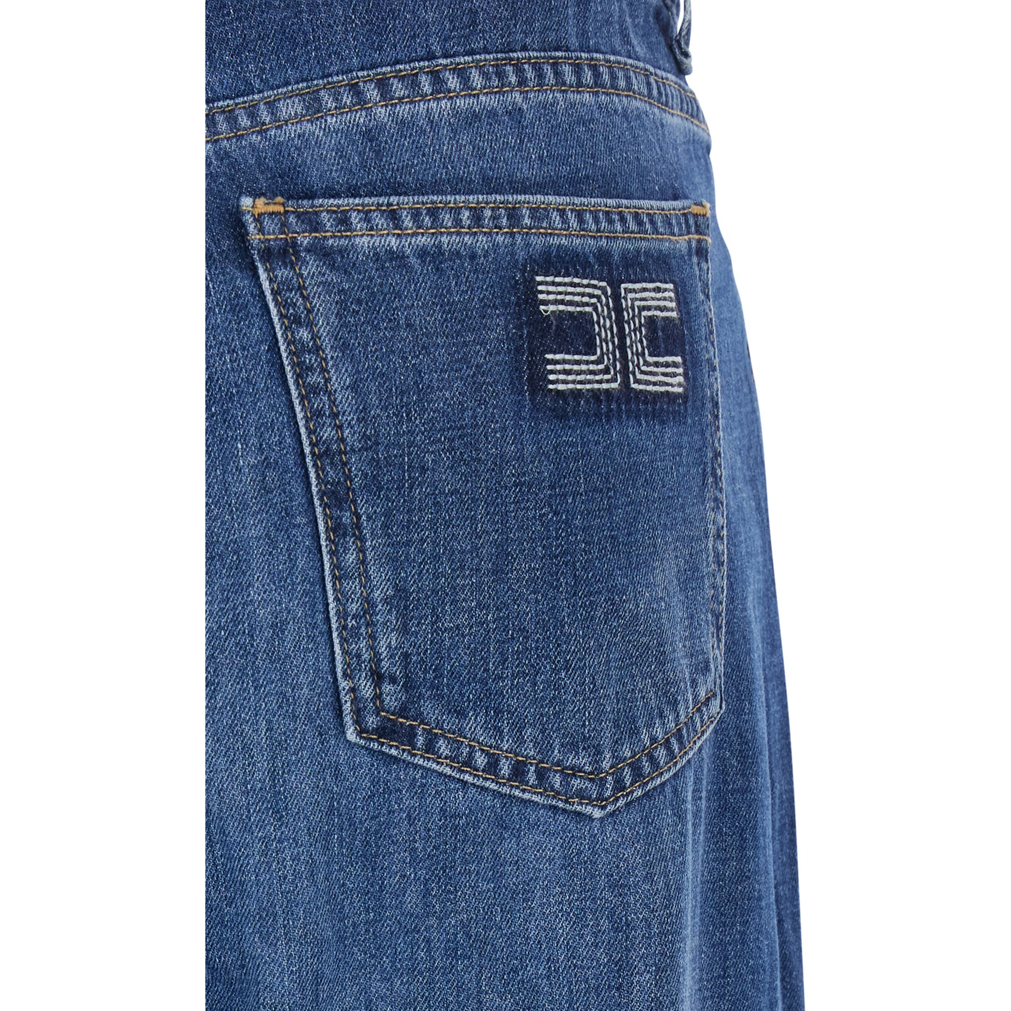Blue Jeans with Logo Patch on the Rear and Logo Embroidery on the Rear in Denim Woman