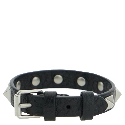 Rockstud Black Bracelet with Studs in Leather Man