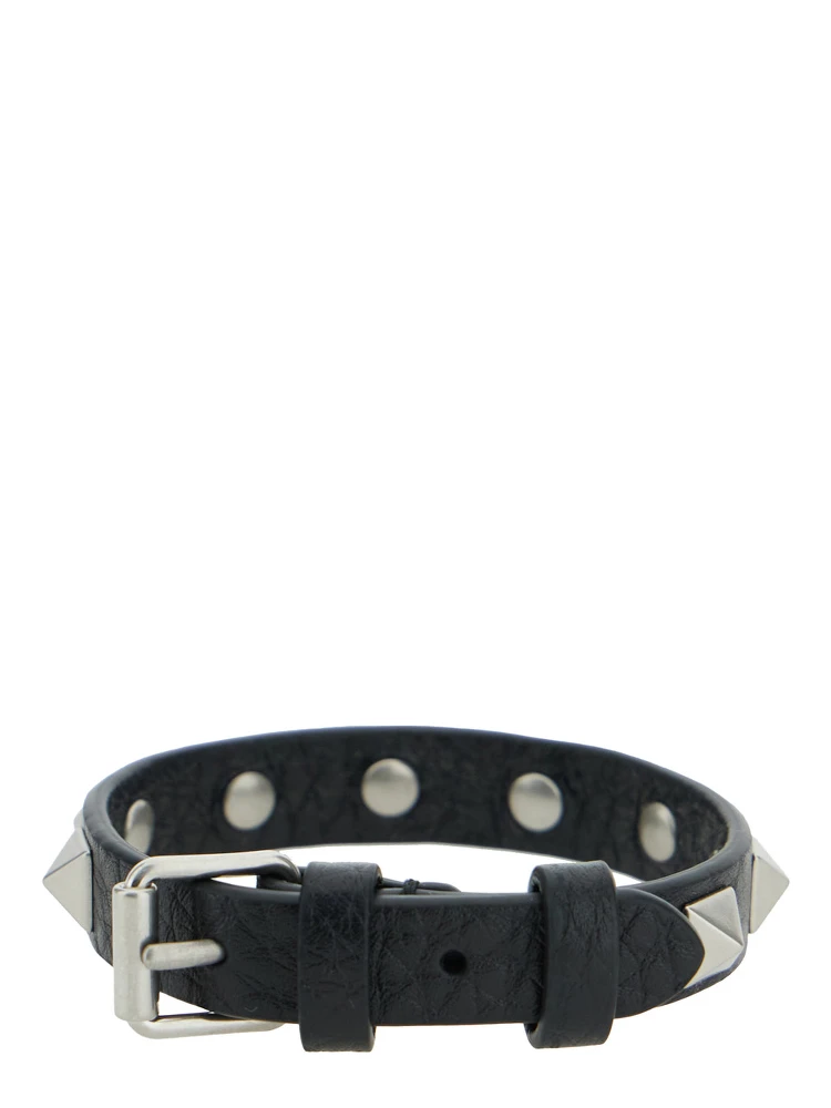Rockstud Black Bracelet with Studs in Leather Man alternative