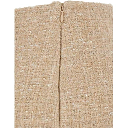 Beige Miniskirt with Pleated Details on the Front and Logo Plaque on the Rear in Tech Fabric Woman