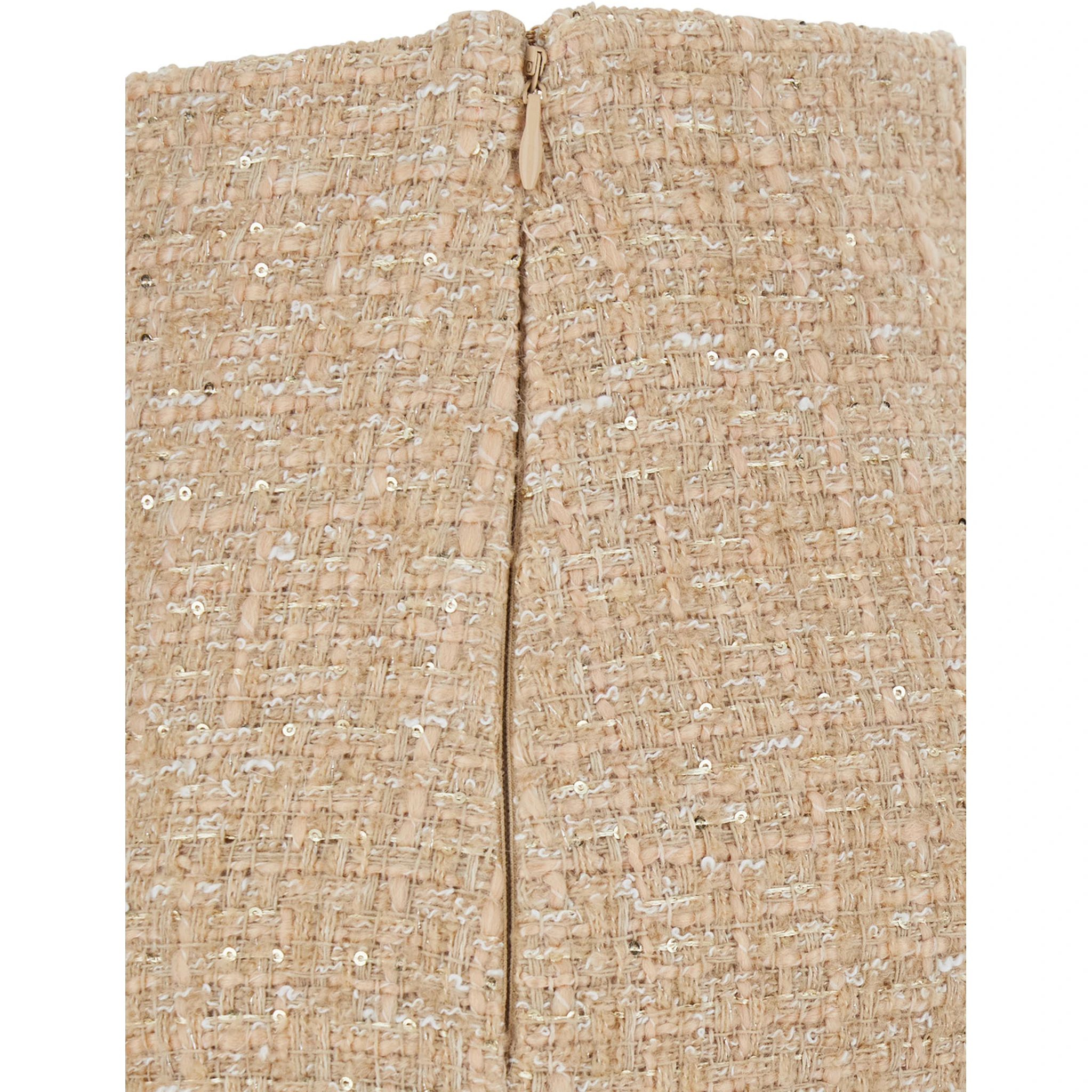 Beige Miniskirt with Pleated Details on the Front and Logo Plaque on the Rear in Tech Fabric Woman