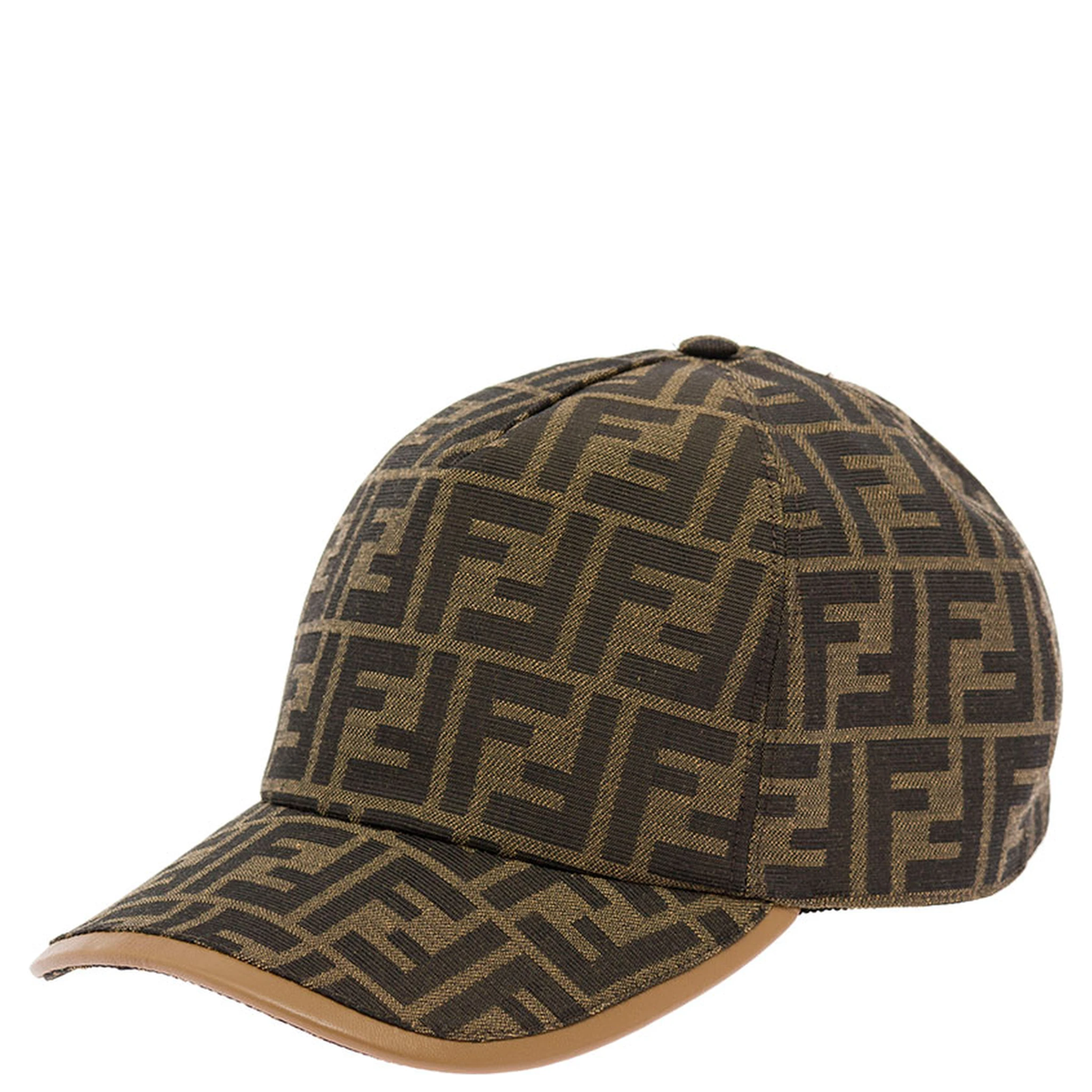 Brown Baseball Cap with All-Over FF Motif Man