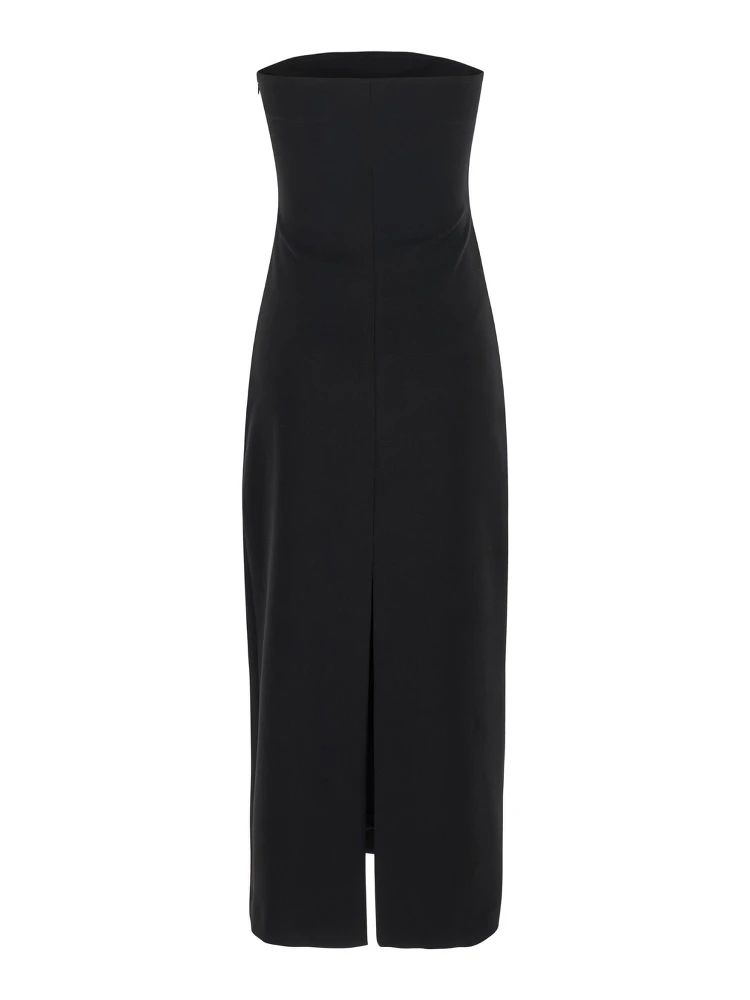 Black Bustier Dress with Slit in Tech Fabric Woman alternative