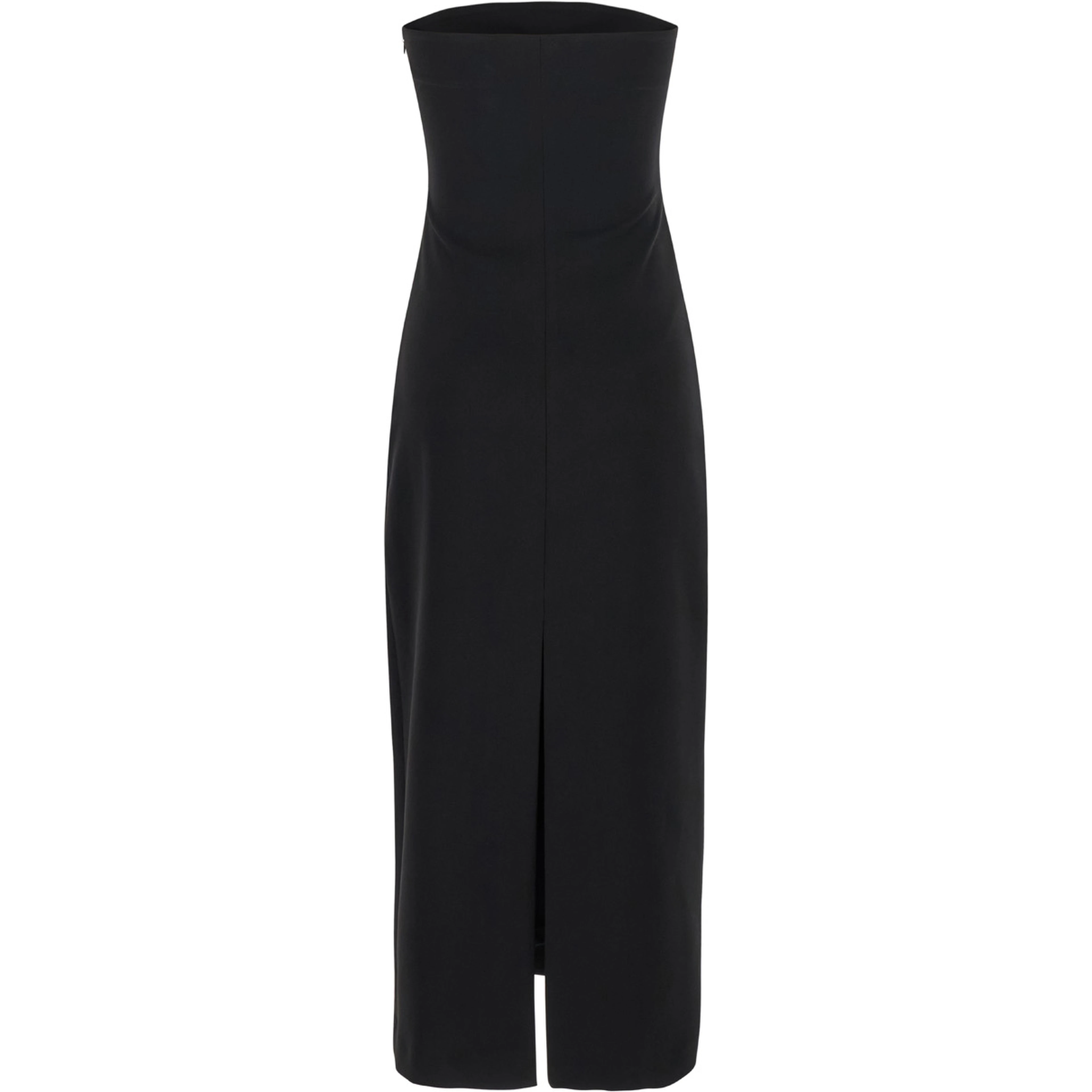 Black Bustier Dress with Slit in Tech Fabric Woman