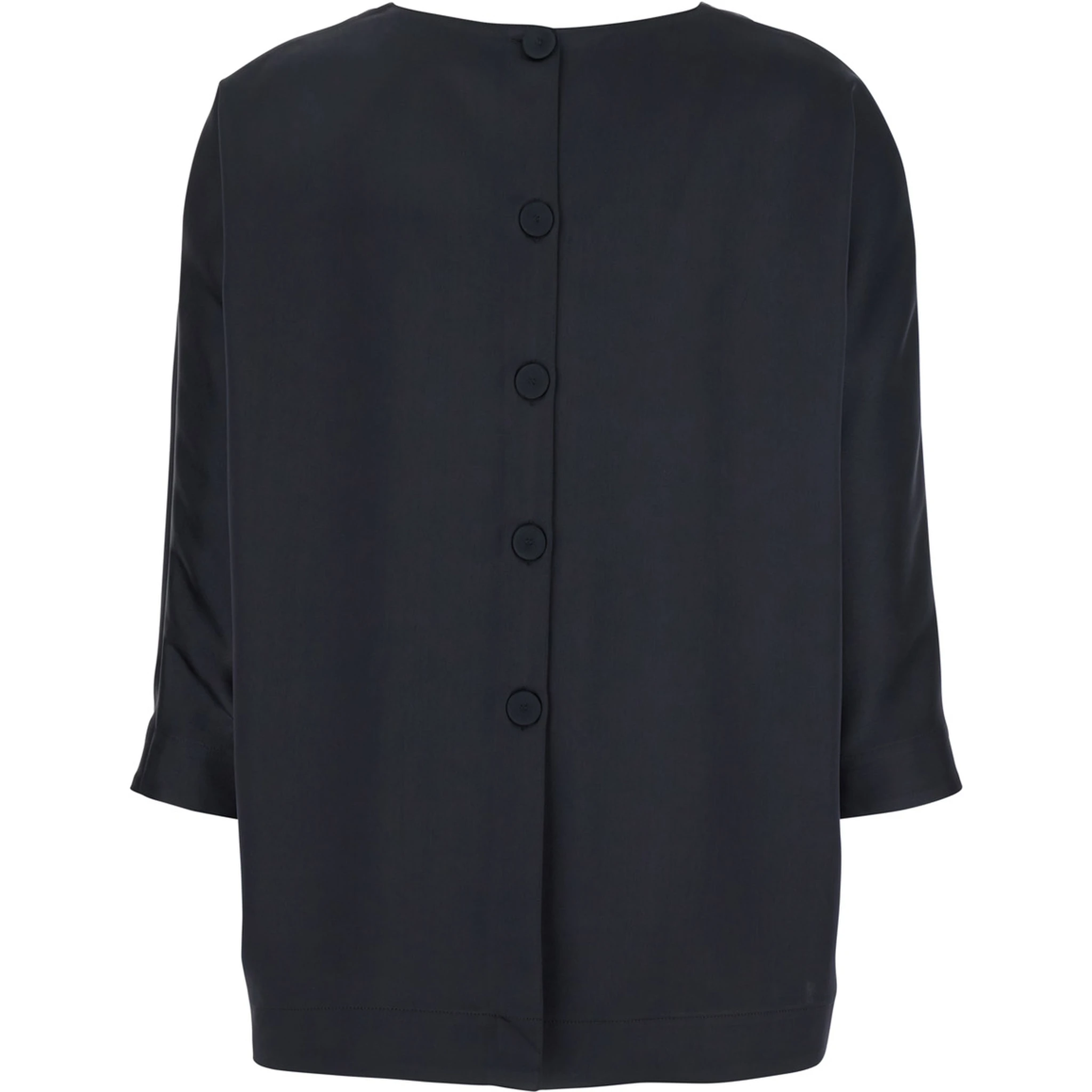 Blue Blouse with Three-Quarter Sleeves in Satin Woman