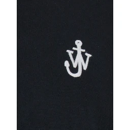 Black Crewneck T-Shirt with Anchor Embroidery on the Front in Cotton Man