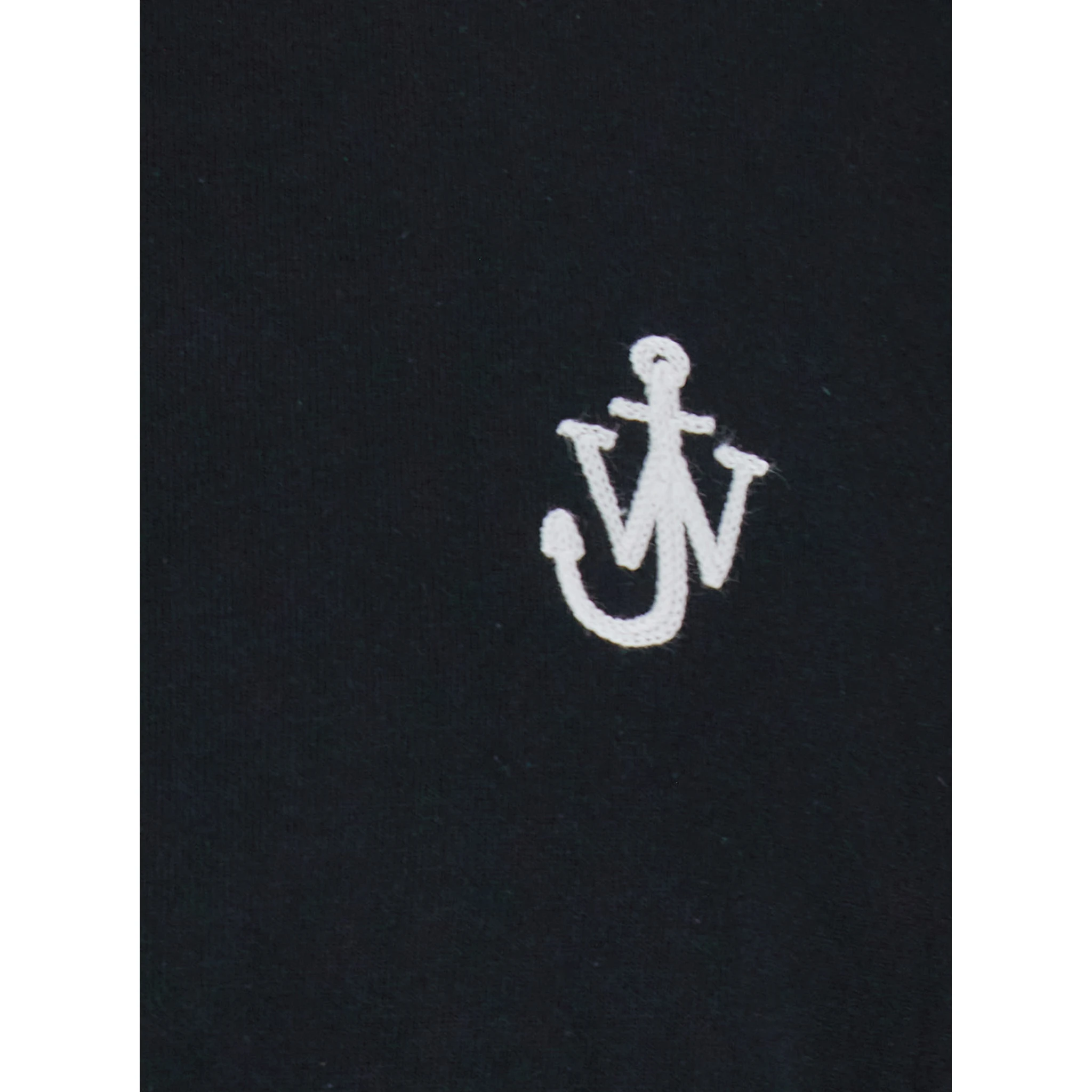 Black Crewneck T-Shirt with Anchor Embroidery on the Front in Cotton Man