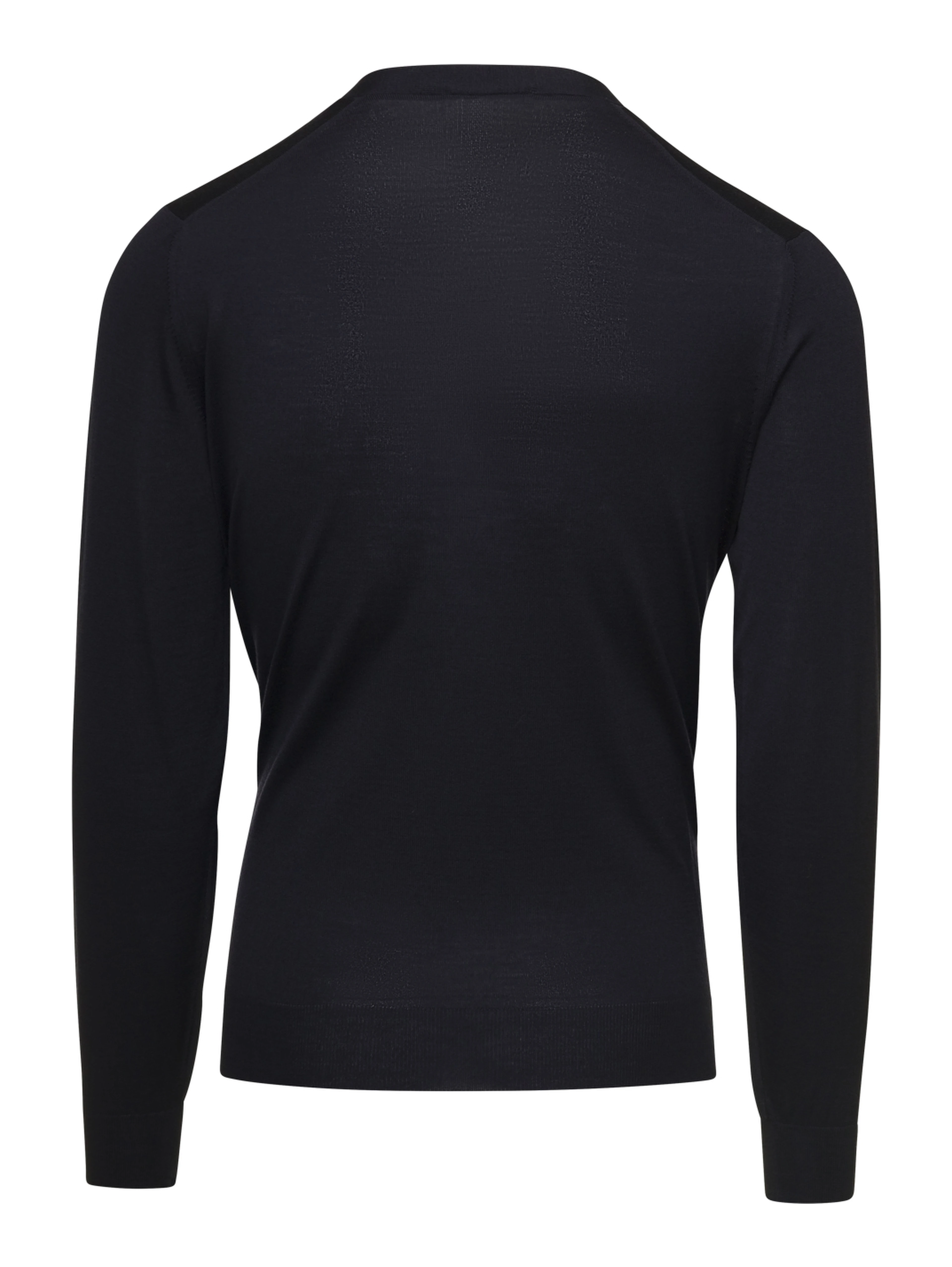 Black V Neck Long Sleeves Cardigan in Wool Man Gaudenzi