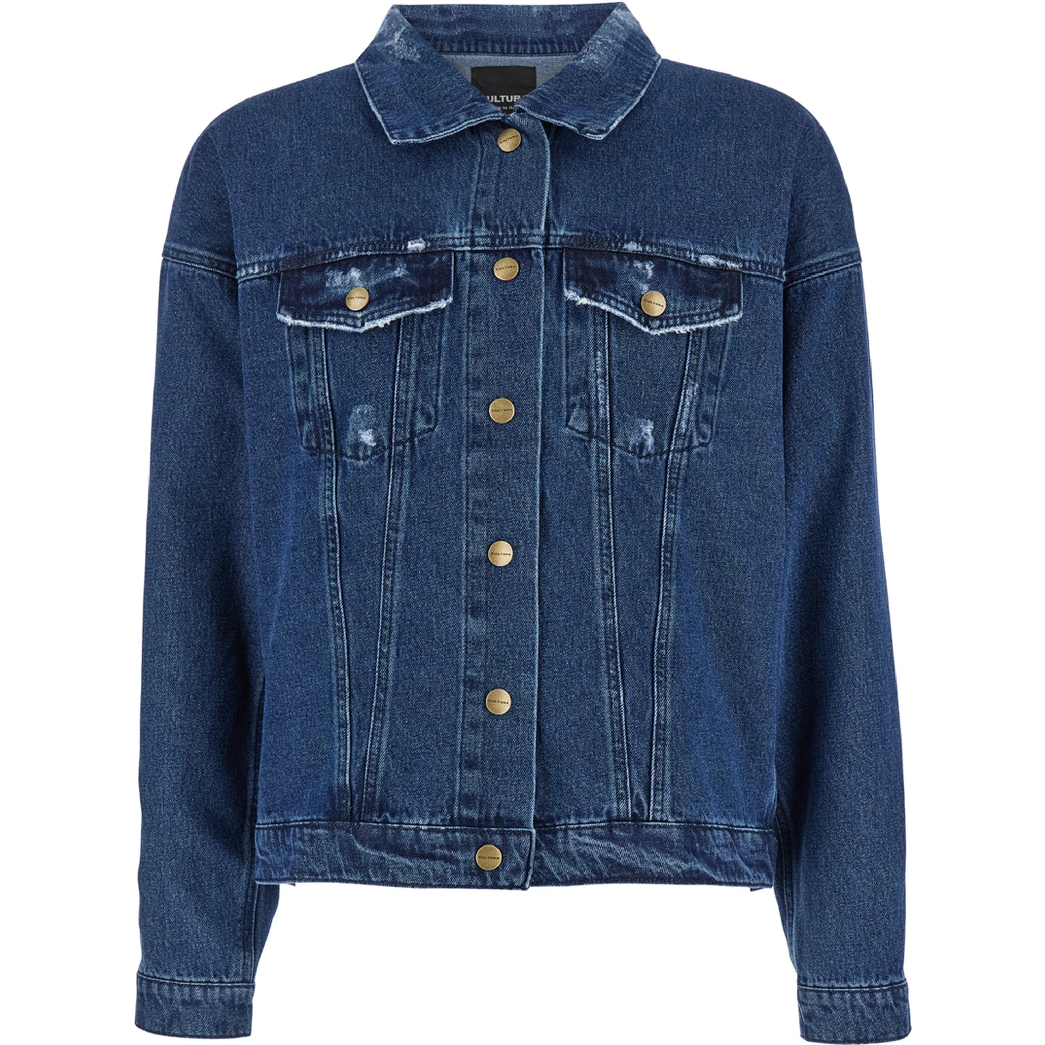 Blue Jacket with Branded Buttons in Denim Man