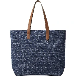 Blue Shopper With Long Handles And All Over FF Motif In Cotton Man
